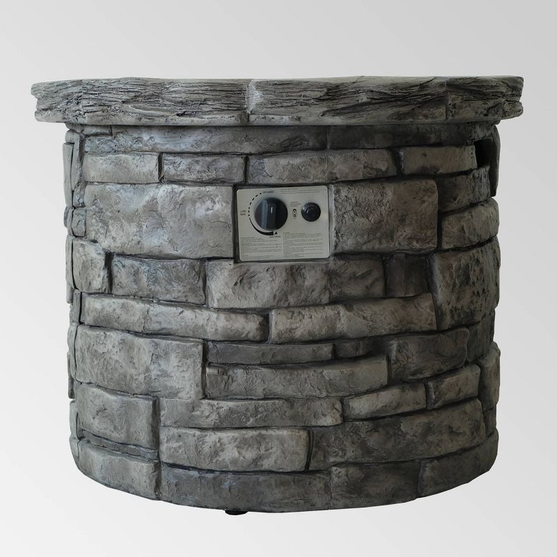 Angeles Outdoor Circular Fire Pit - Gray - Christopher Knight Home, 1 of 8