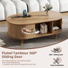 Whisen Wooden TV Stand with Sliding Tambour Door & Golden Handle, Oval Fluted Design, Charging Station for TV up to 80" - 4 of 4