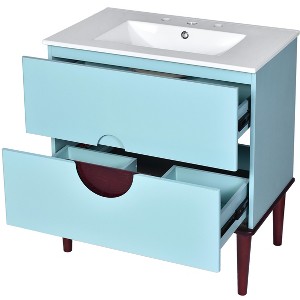 Dexmalle Modern Macaron Blue 30'' Bathroom Vanity Cabinet with Ceramic Sink - 1 of 4