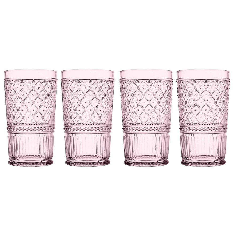 Photos - Glass Godinger Silver Set of 4 Claro High Ball Glasses Pink