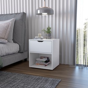 Gulches Modern 1 Drawer Nightstand with Open Shelf Quality Manufactured Wood, Stylish Design for Bedroom Organization - 1 of 4