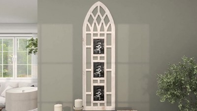 Whitewashed Wood Cathedral Triptych Photo Frame