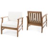 PAGED Patio Dining Chairs Set of 2 Stylish Wood Outdoor Chair with Slat Panel Design for Garden, Lawn, Balcony, Patio, Cream White - 2 of 4