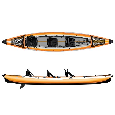 Waimea Bay Vista 16' 3-Seater Rigid Inflatable Kayak - Durable Fishing Kayak With 1200lb Capacity, PVC Double Drop Stitch, Fits In Backpack