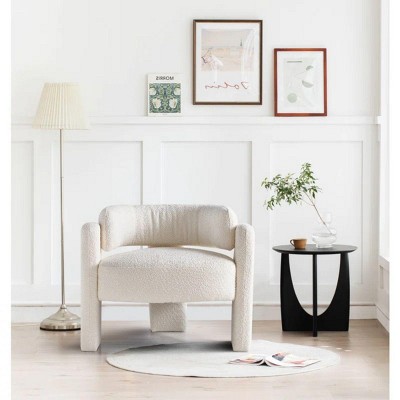 35"Modern Comfy Crate Barrel Accent Chair,Comfortable Living Room Chairs Upholstered Fabric Accent Dining Chair,Kitchen Armchair-Cuddlewood