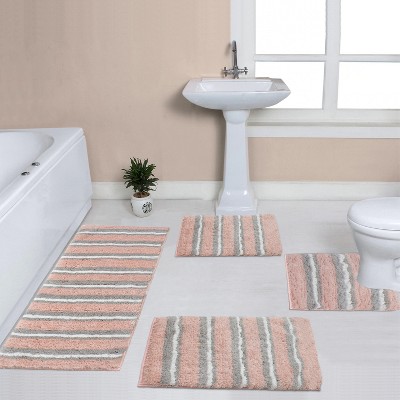 Home Weavers Glamour Collection 100% Polyester Microfiber Bathroom Rug, Non Slip Bath Mat Water Absorbent Soft Microfiber Shaggy Mat Machine Washable