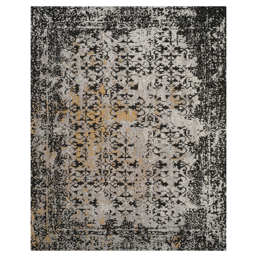 Black/Silver Multi Burst Loomed Area Rug 6'7