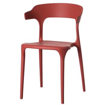 Fabulaxe Modern Plastic Outdoor Dining Chair with Open U Shaped Back