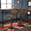 Costway Set of 2 Adjustable Swivel Bar Stool Hot-stamping Cloth with Backrest&Footrest Brown Low Back - 2 of 4