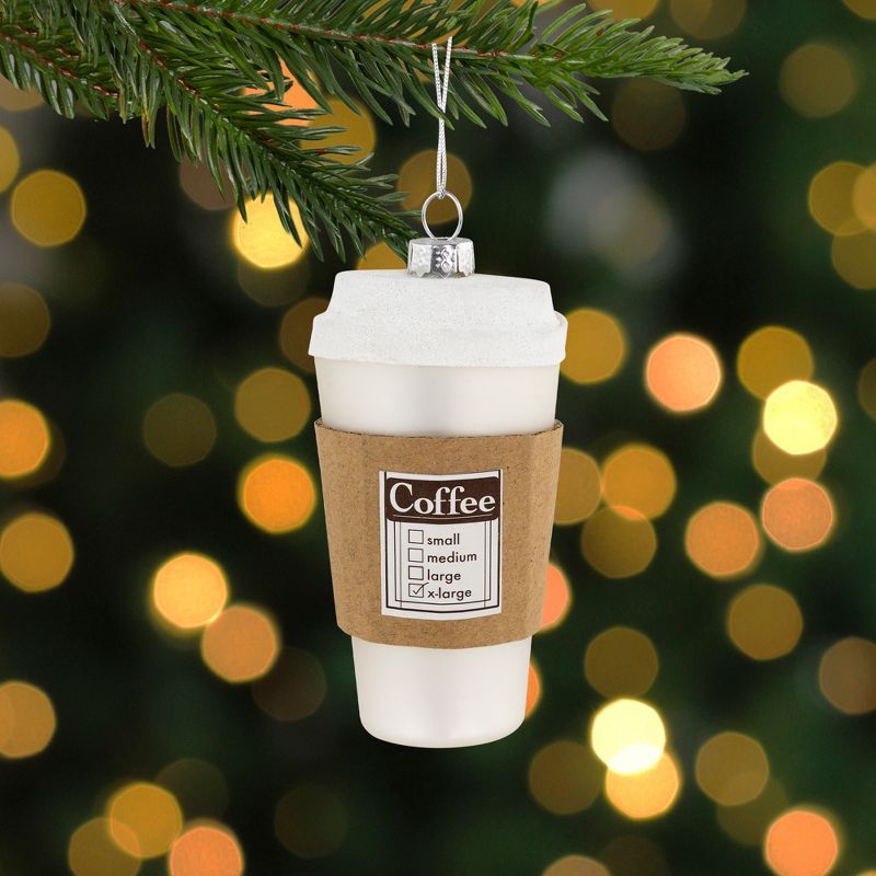 Northlight 4" X-Large Coffee To Go Glass Christmas Ornament, 2 of 7