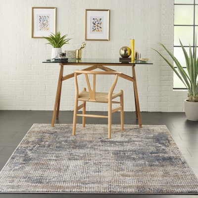 Concerto Blue and Beige Abstract Synthetic 5'3" x 7'3" Area Rug