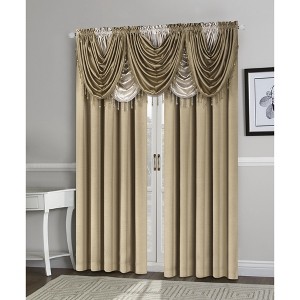 Kate Aurora Lux Living Complete 9 Piece Semi Sheer Rod Pocket Window Curtain & Valance Set - 1 of 4
