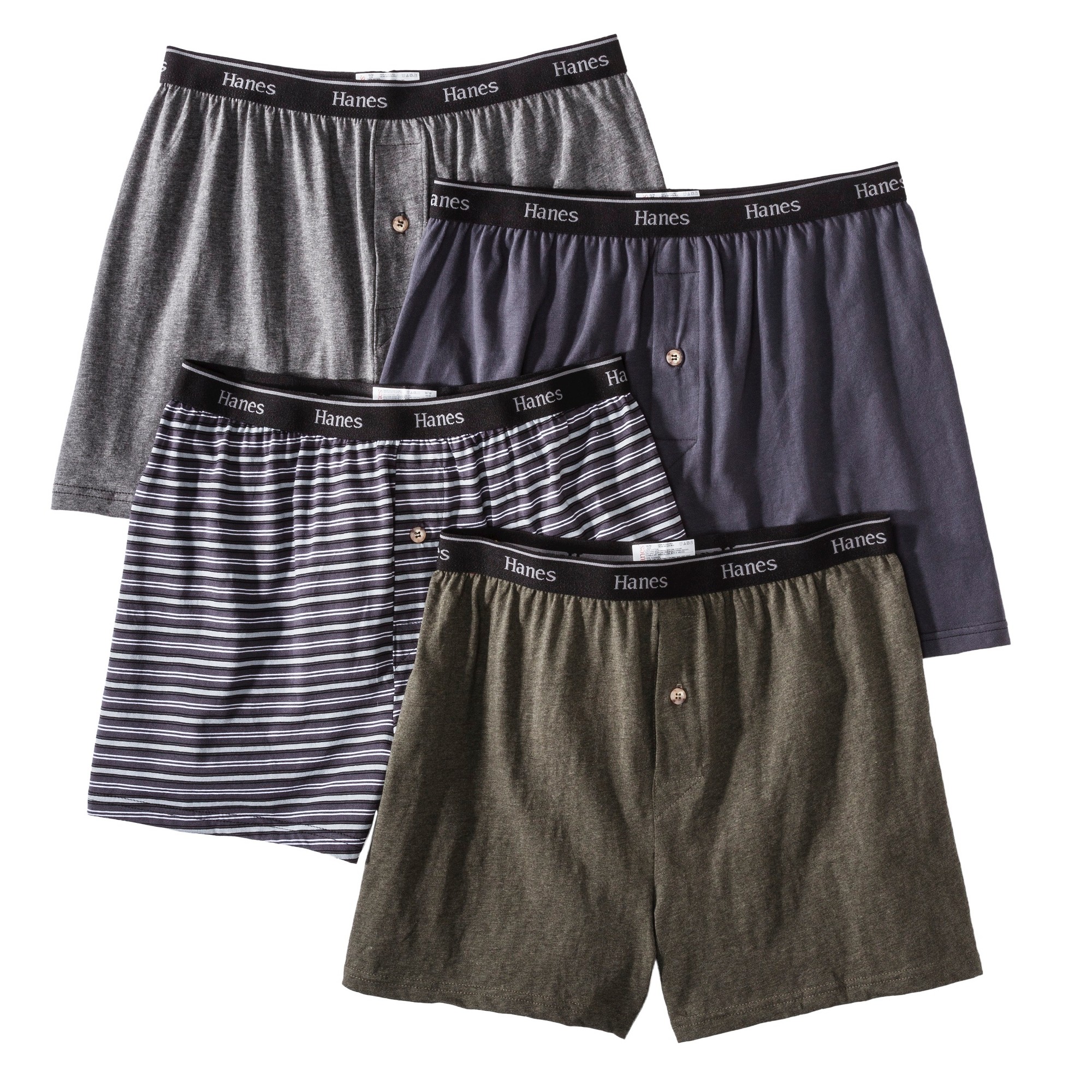 Hanes Premium Men's 4pk Knit Boxer Shorts - Gray L, Size: Small, Black