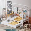 Tangkula Twin House Bed Frame w/ Trundle Roof Wooden Platform Mattress Foundation - 2 of 4