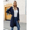 Women's Long Open Front Cardigan with Pockets - Lightweight Knit Duster with Side Slits - 4 of 4