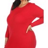 White Mark Plus Size Long Sleeve Rib Midi Sweater Dress - 4 of 4