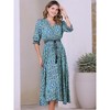 INSPIRE CHIC Women's Boho V-Neck 3/4 Sleeves Smocked Waist Floral Maxi Dresses - 2 of 4