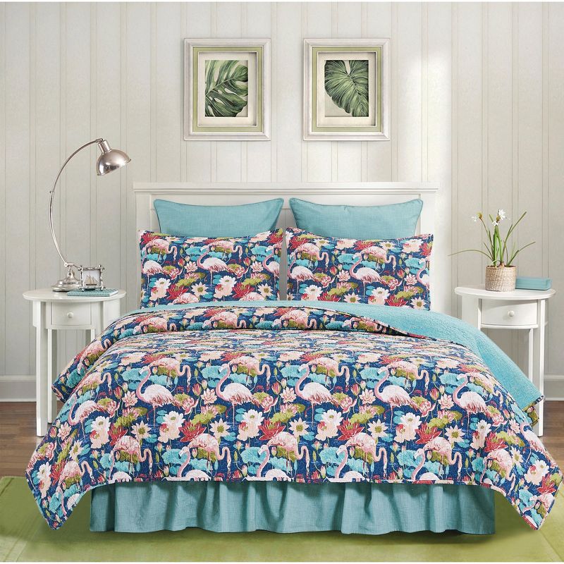 C&F Home Flamingo Lagoon Cotton Quilt Set - Reversible and Machine Washable, 4 of 10