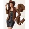 Allegra K Women's Faux Suede Notched Lapel Collar Casual Jackets with Belt - 2 of 4