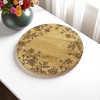 HomeRoots Set of Two 12" Brown Solid Wood Floral Round Serving Trays - 2 of 4
