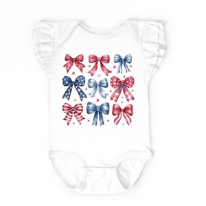 The Juniper Shop Coquette Bow Chart Stars And Stripes Flutter Sleeve Bodysuit - 1 of 4