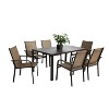 LOVSON 7 Piece Patio Dining Set, Outdoor Furniture Dining Table and 6 Textile Rattan Chairs for Garden Backyard Deck Family Parlor Set - Brown - 3 of 4