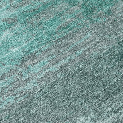 Teal Blue Gray And Pale Aqua Abstract Washable Indoor Outdoor Area Rug
