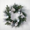Nearly Natural 24” Pinecones and Berries Christmas Artificial Wreath with Silver Ornaments - 3 of 4