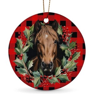 Lomsoe Horse Ornaments for Christmas Tree Ceramic Christmas Ornaments Red Christmas Tree Hanging Decor Christmas Gift Christmas Decor - 1 of 4