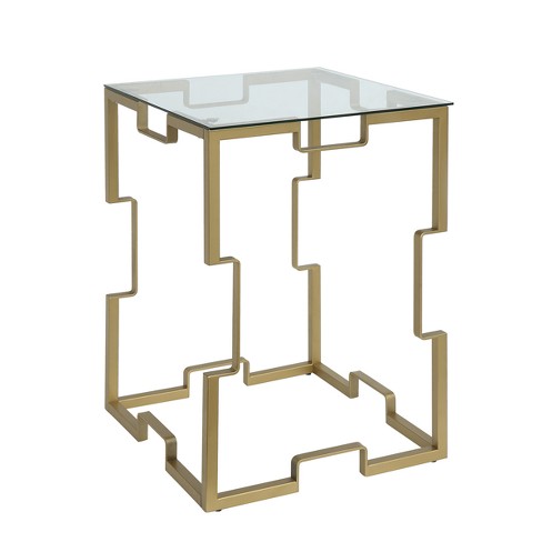 Nahia 18 Square Glass Top Table Gold Carolina Chair Table