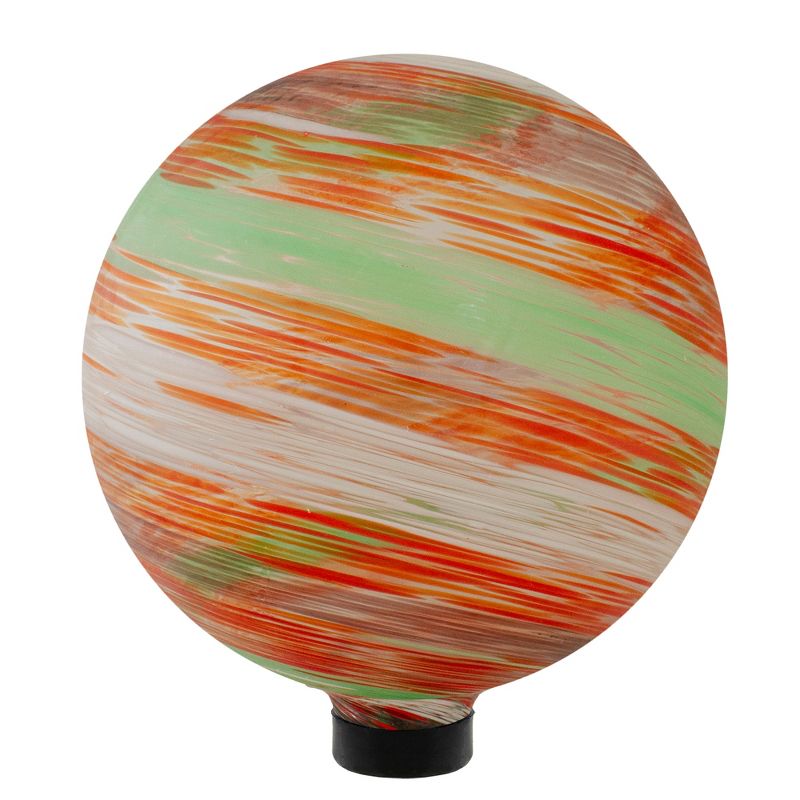 Northlight 10" Orange Swirl Designed Outdoor Garden Gazing Ball, 4 of 5