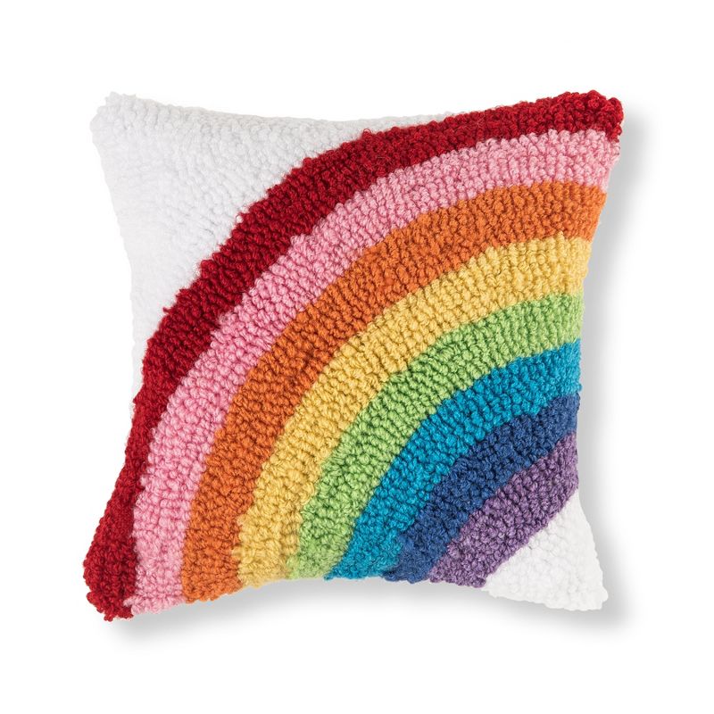 C&F Home 8" x 8" Rainbow Arch Hooked Pillow - Pride, 1 of 4