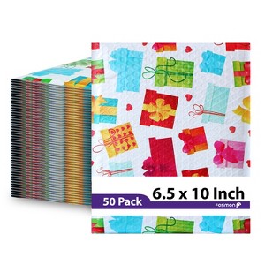 Fosmon 6.5 x 10 - #0 Gift Wrap Birthday Holiday Poly Bubble Mailer, Lightweight Water/Dust/Shock/Tear Resistant Padded Shipping Envelopes - 1 of 4