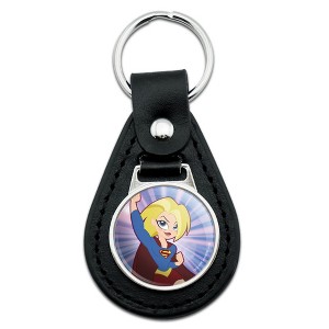 DC Super Hero Girls Supergirl Black Leather Keychain - 1 of 4