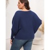 Womens Plus Size Off-Shoulder Batwing Sleeve Sweater Winter Knit Tops - 4 of 4
