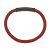 Black Bow Jewelry Black Plated Stainless Steel, Red Leather 6mm Braided Bracelet, 8.5 In - 2 of 4