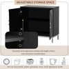 Simple Storage Cabinet Accent Cabinet with Solid Wood Veneer and Metal Leg Frame(Navy) - 4 of 4