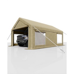 12x20 Ft Portable Garage, with 200G Side Walls, Front and Rear Doors, Heavy Duty Waterproof Tarp, Storage for Boats, Trucks, and Suvs - 1 of 4