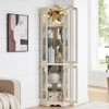 FURNIinspire Utility Storage Cabinets, Glass Corner Display Cabinet with Adjustable Glass Shelves for Living Room Bedroom, White, 15.94"*70.28"*21.65" - 4 of 4