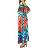HAPPY BAY Women's Maxi Slit Dashiki Casual Caftan One Size Fire Geometric - 3 of 4
