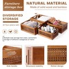 Aoibox Handmade Rattan Wooden Storage Basket Set of 4 with Handles Natural Bamboo Woven Bins Rustic Farmhouse Organizer - 3 of 4