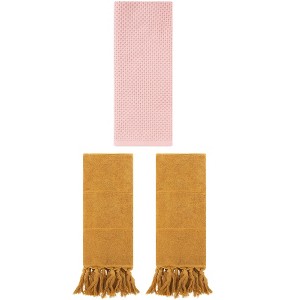 REGALWOVEN 3 Packs Cotton Soft Absorbent Tassels and Waffle Decorative Hand Towel - 1 of 4