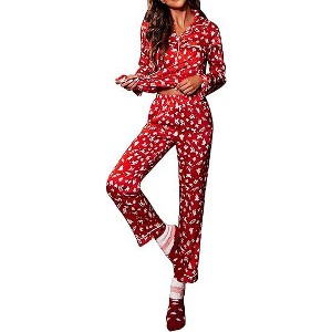 Ekouaer Silk Pajamas for Women Button Down Satin Pj Set Soft Long Sleeve 2 Piece Sleepwear Loungewear - 1 of 4