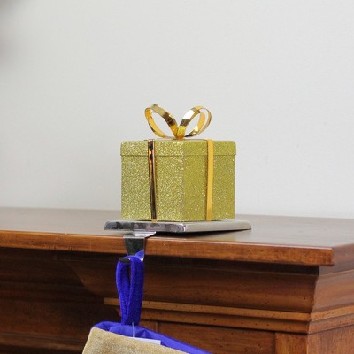 Gold Glitter Gift Box Christmas Stocking Hanger