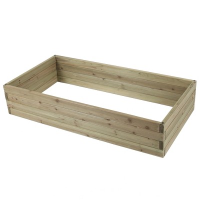LuxenHome Natural Wood Raised Garden Bed