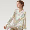 Anna-Kaci Lounge Women's Satin Floral Print Pajama Set with Long Sleeve Button Up Shirt and Matching Relaxed Fit Pants - 3 of 4
