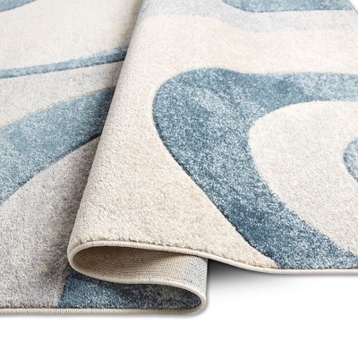 Tribeca Blue and Gray Abstract Synthetic Area Rug