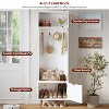 4-in-1 Entryway Bench with Shoe Storage & Coat Rack, 74" Hall Tree Organizer w/ 4 Gold Hooks, Cabinet & Farmhouse Design for Small Spaces - 3 of 4