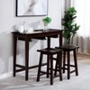 HOMES: Inside + Out 3pc Helbrana Bar Height Dining Set Espresso: Wood Veneer, 2 Stools, Farmhouse Style - 2 of 3