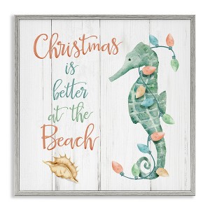 Stupell Industries Christmas Better At Beach Black Framed Giclee Art - 1 of 4
